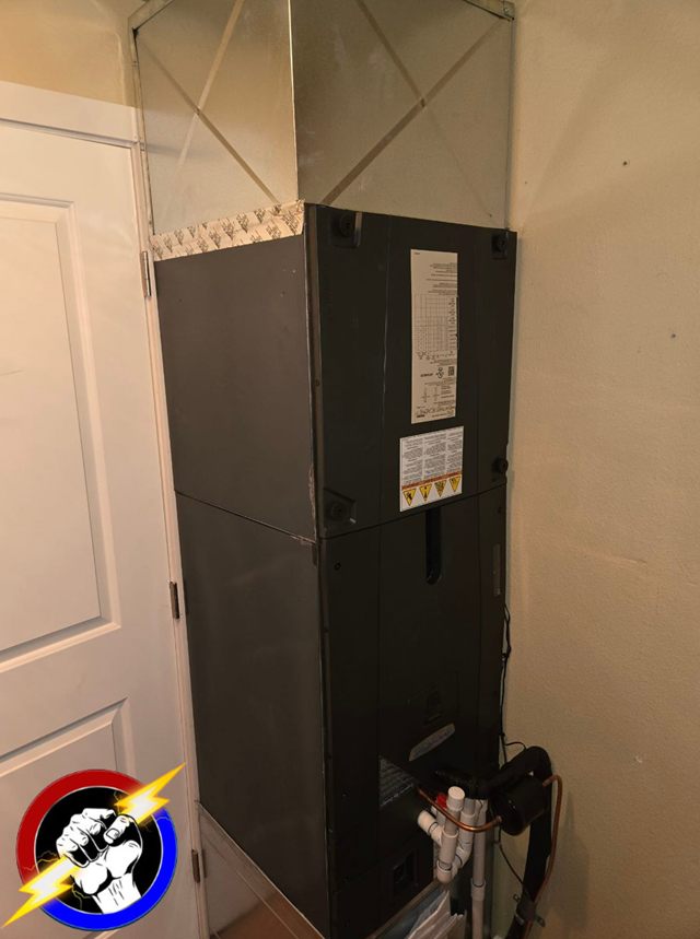 An air handler installed inside a closet